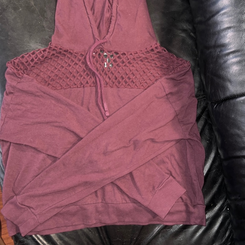 Burgundy rib knit crop top